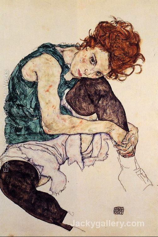 Seated Woman With Bent Knee by Egon Schiele paintings reproduction